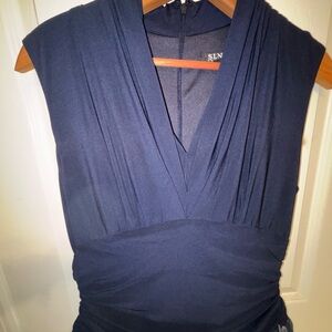 SLNY Midnight Blue V-Neck Dress